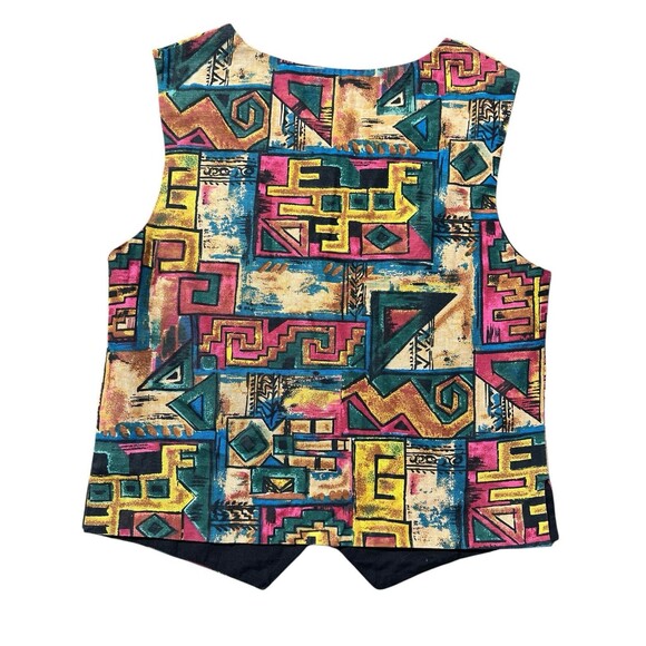 Adini Abstract Geometric Vest Multicolor Boho Sz S - Picture 3 of 8